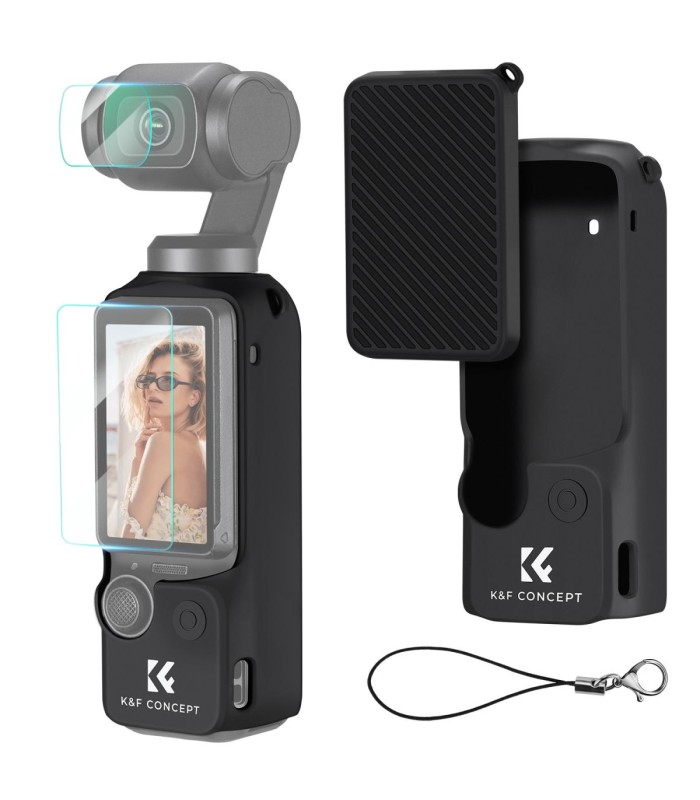 برسی کیت کاور سیلیکونی و محافظ صفحه نمایش کی اند اف سازگار با اسمو پاکت ۳ | K&F Osmo Pocket 3 Camera Silicone Case