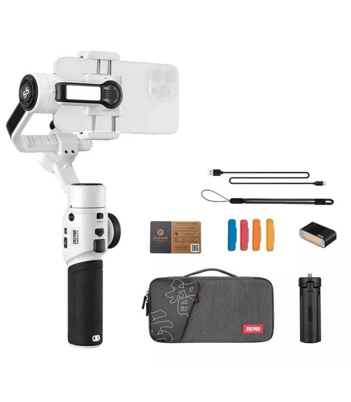 برسی گیمبال ژیون اسموت مدل Zhiyun Smooth 5S Combo - پک کمبو - رنگ سفید